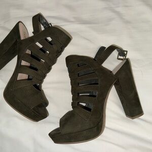 Bar III Dark Olive Strappy Heels